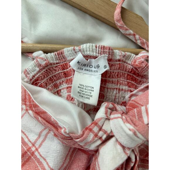 Kirious | Gingham Tie-Front Crop Peplum Top | Size Small - Picture 5 of 5